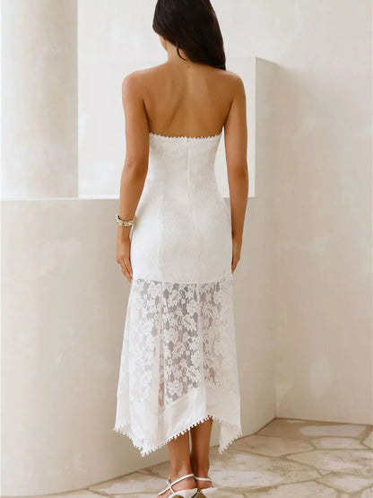 Hazel Blues® |  Elegant Lace Strapless Midi Dress