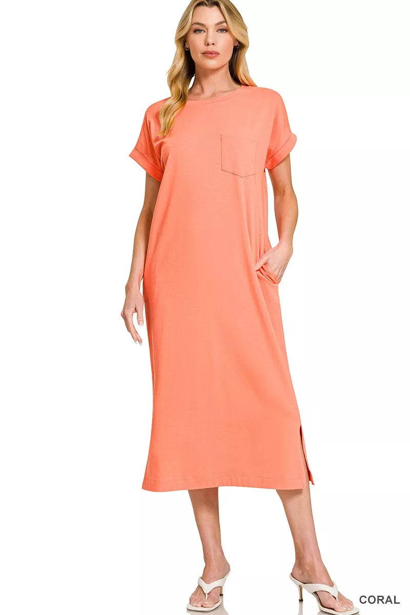 Hazel Blues® |  Zenana Round Neck Short Sleeve Midi Dress