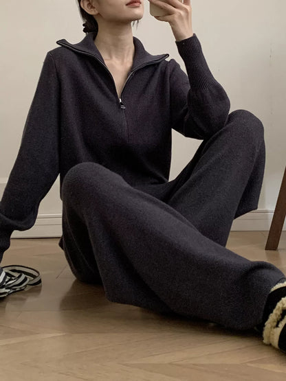Hazel Blues® |  Zip Up Outerwear and Wide Leg Pants Set