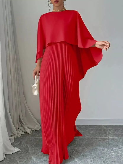 Hazel Blues® |  Cape Pleated Maxi Dress