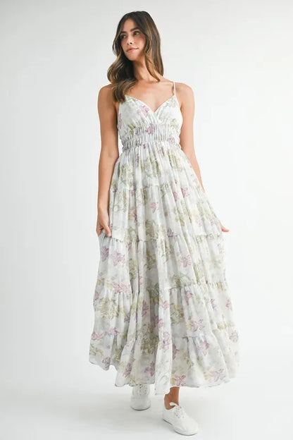 Hazel Blues® |  MABLE Floral Print Tiered Cami Maxi Dress