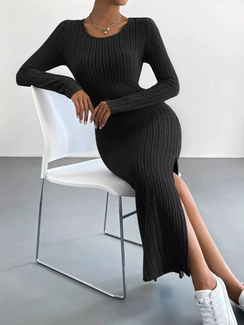 Hazel Blues® | Ribbed Knit Bodycon Midi Dress