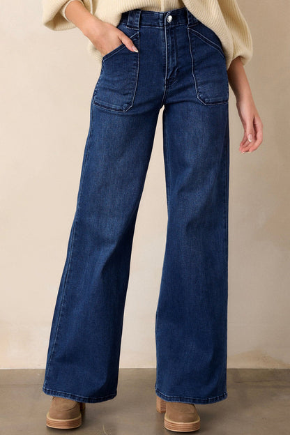 Hazel Blues® |  Straight Leg Mid-Rise Shift Jeans