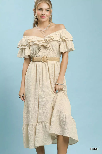 Hazel Blues® |  Umgee Textured Ruffle Midi Dress