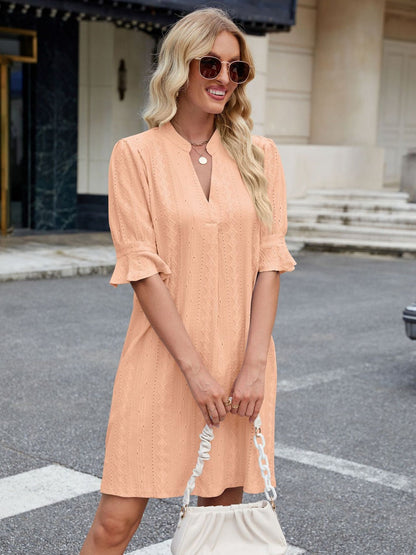 Hazel Blues® |  Florira Eyelet Flounce Sleeve Mini Dress
