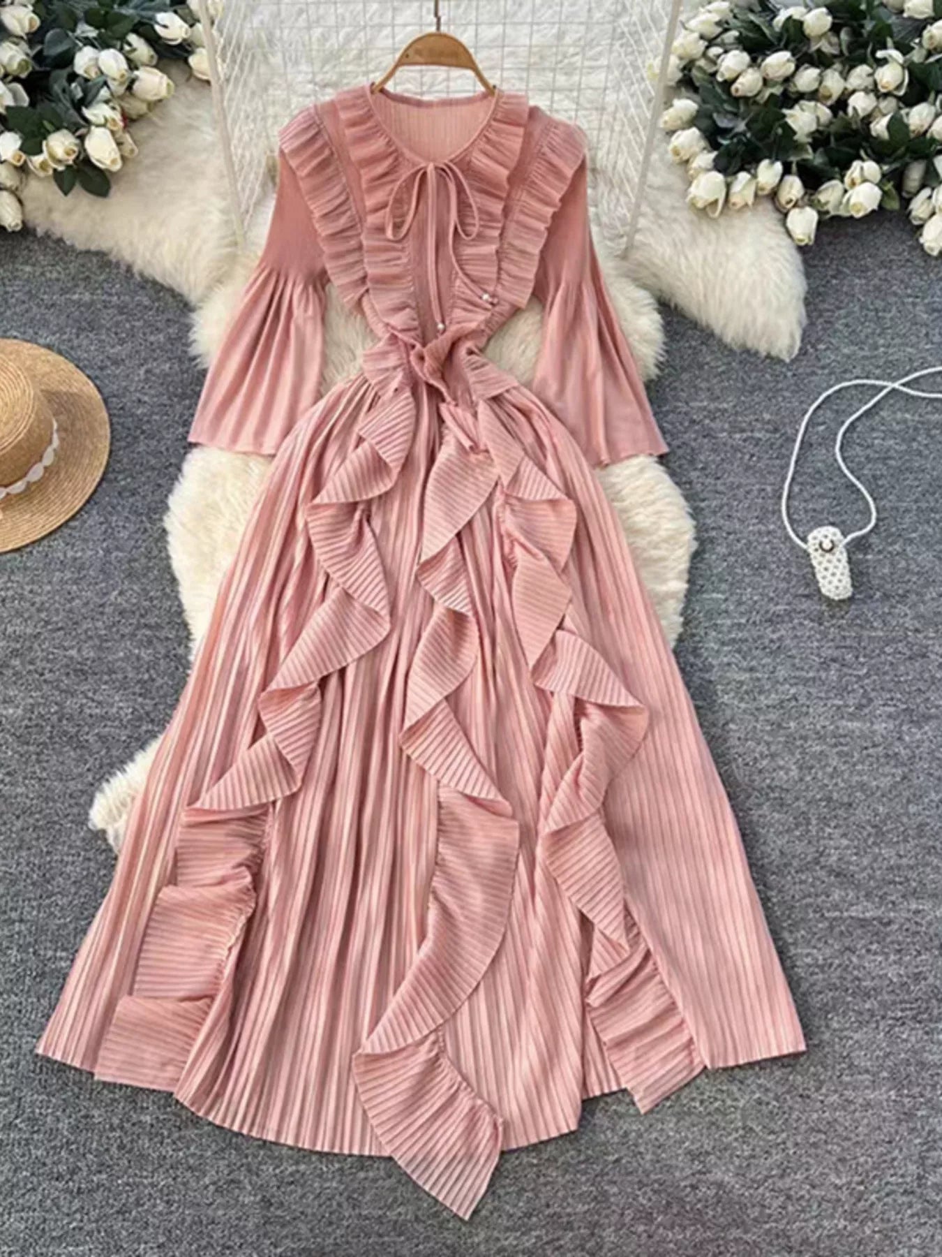 Hazel Blues® |  Ruffled A-Line Midi Dress