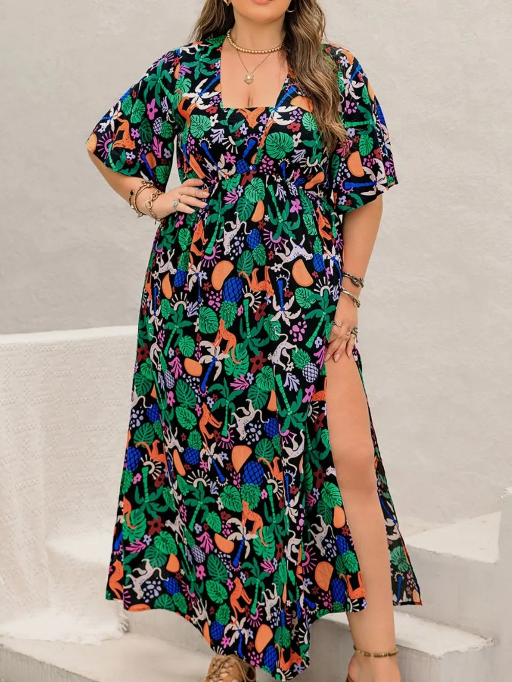 Hazel Blues® | Printed Maxi Split Dress