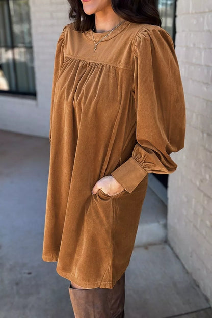Hazel Blues® |  Corduroy Puff Sleeve Mini Dress