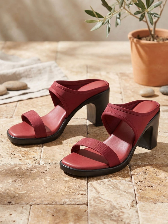 Darcy Maroon Block Heels