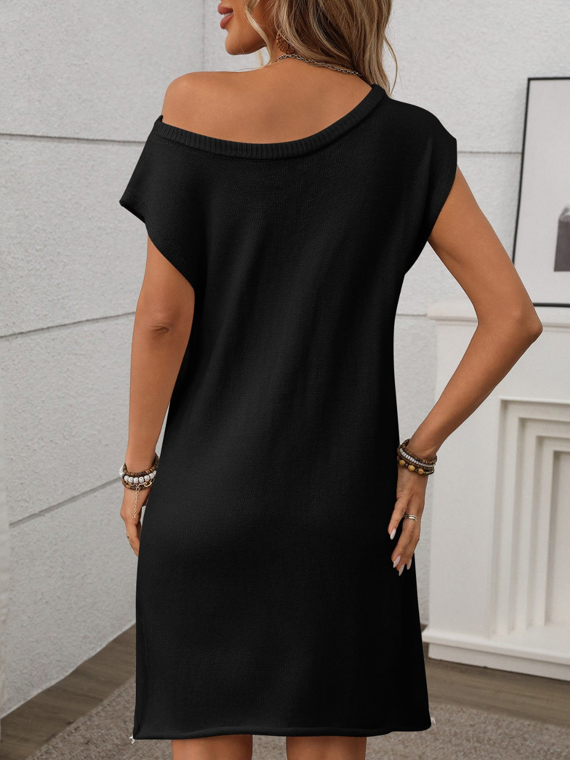 Hazel Blues® |  One Shoulder Mini Sweater Dress