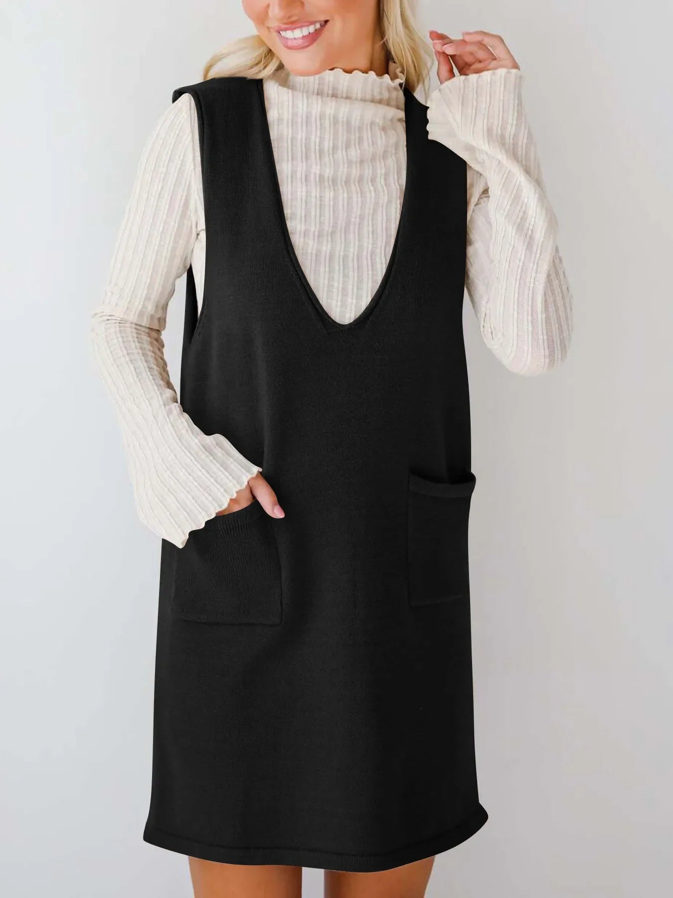 Hazel Blues® |  Sleeveless Knit Dress with Pockets
