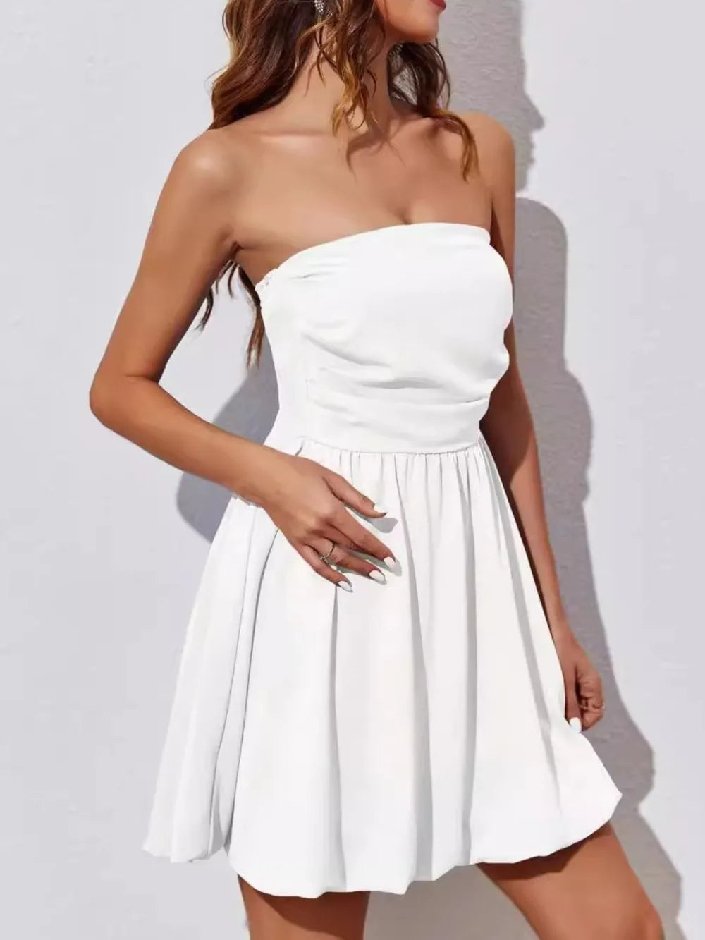 Hazel Blues® |  Ruched Tube Mini Dress