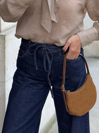 Hazel Blues® |  Tied Loose Fit Flare Jeans