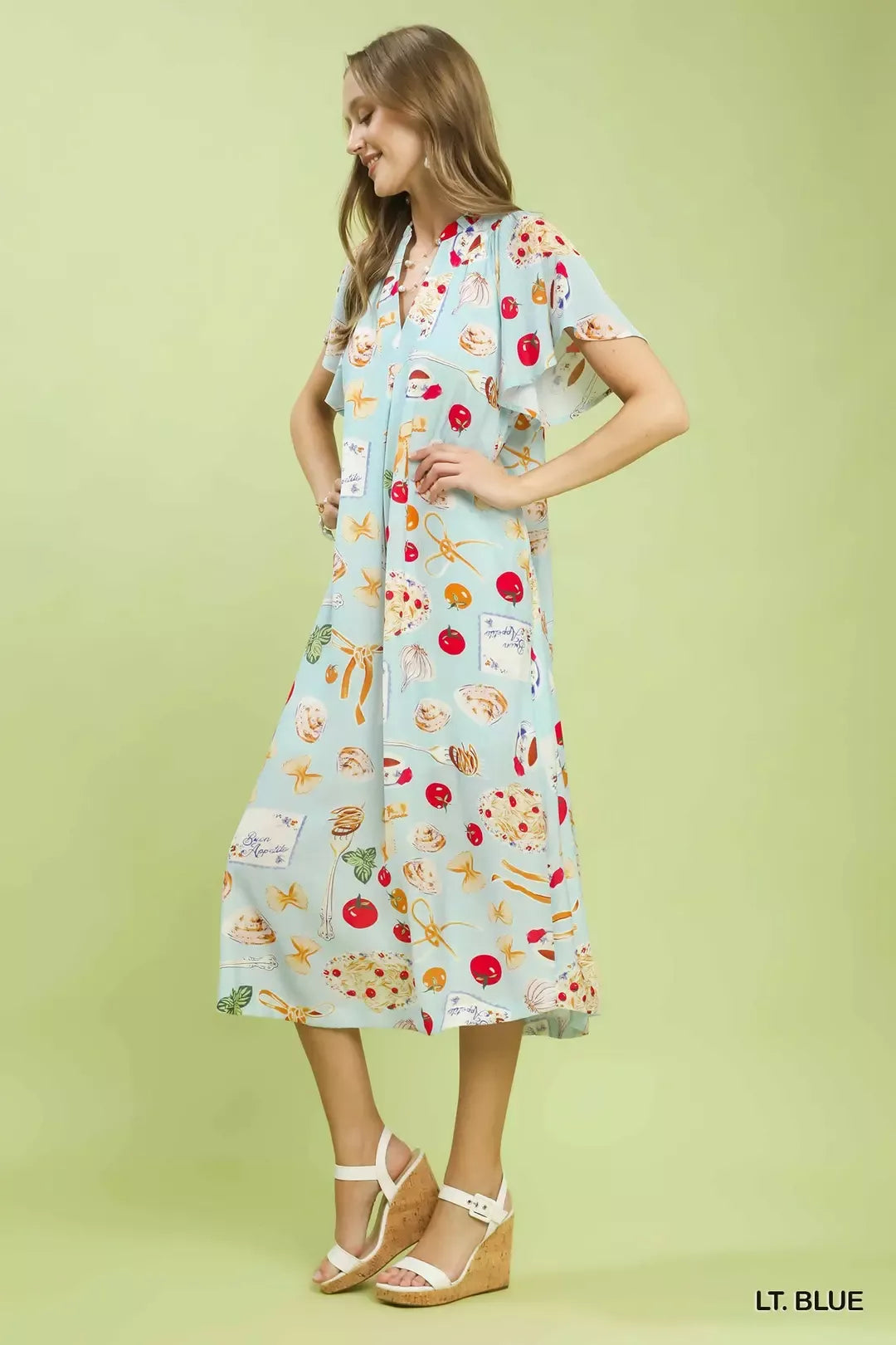 Hazel Blues® |  Umgee Abstract Print Flutter Sleeve Midi Dress