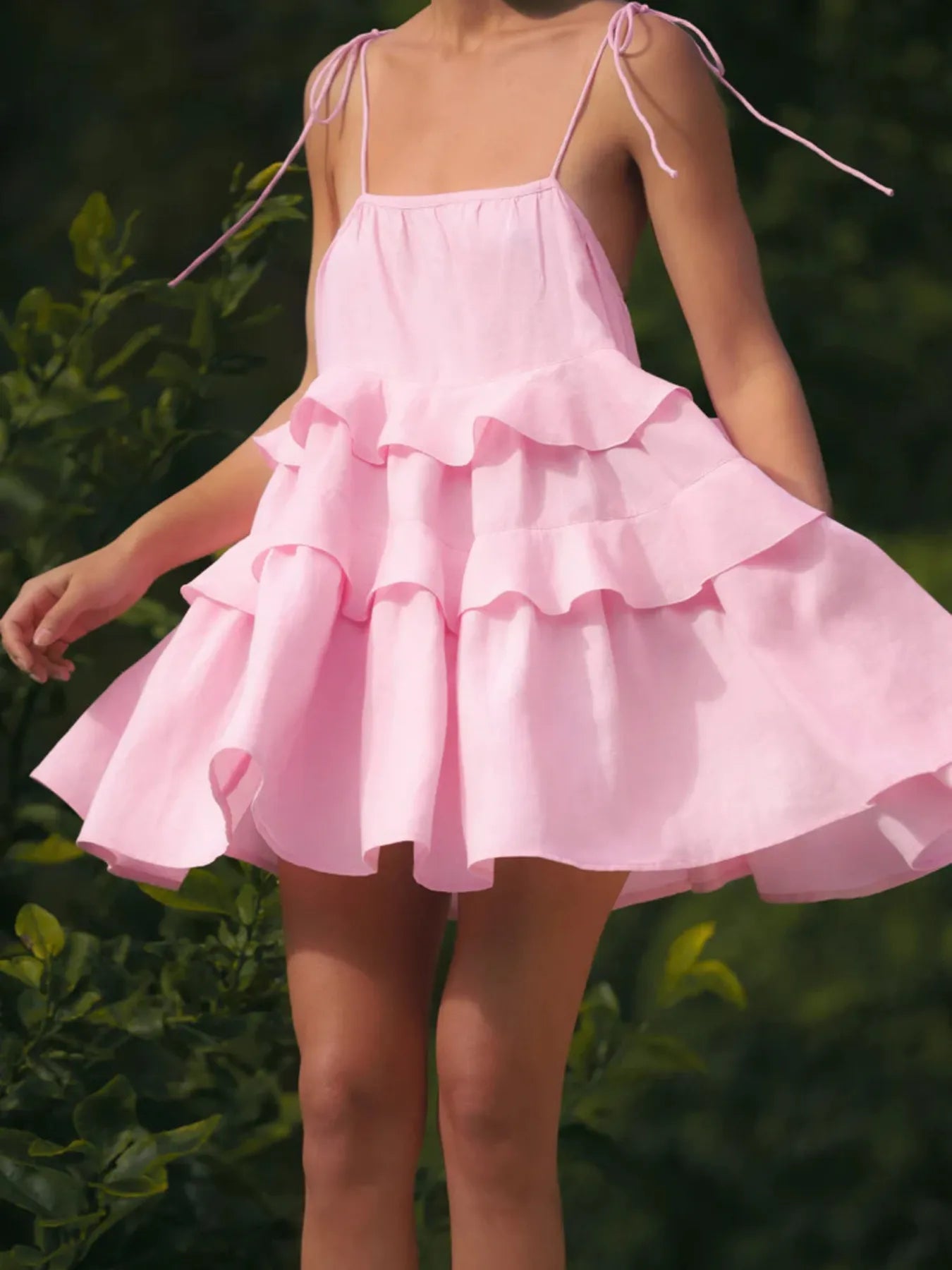 Hazel Blues® |  Ruffle Layered Tie Shoulder Cami Dress