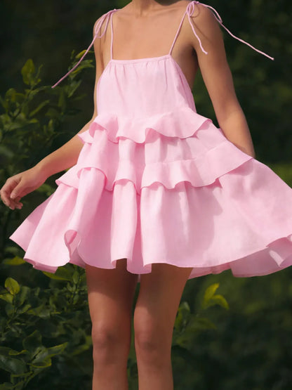 Hazel Blues® |  Ruffle Layered Tie Shoulder Cami Dress