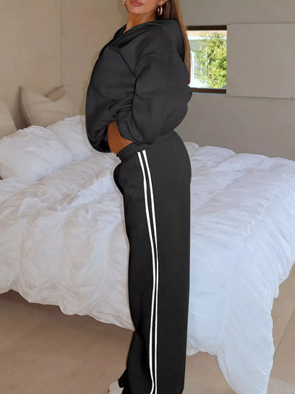 Hazel Blues® |  Zip Up Hoodie and Striped Pants Set