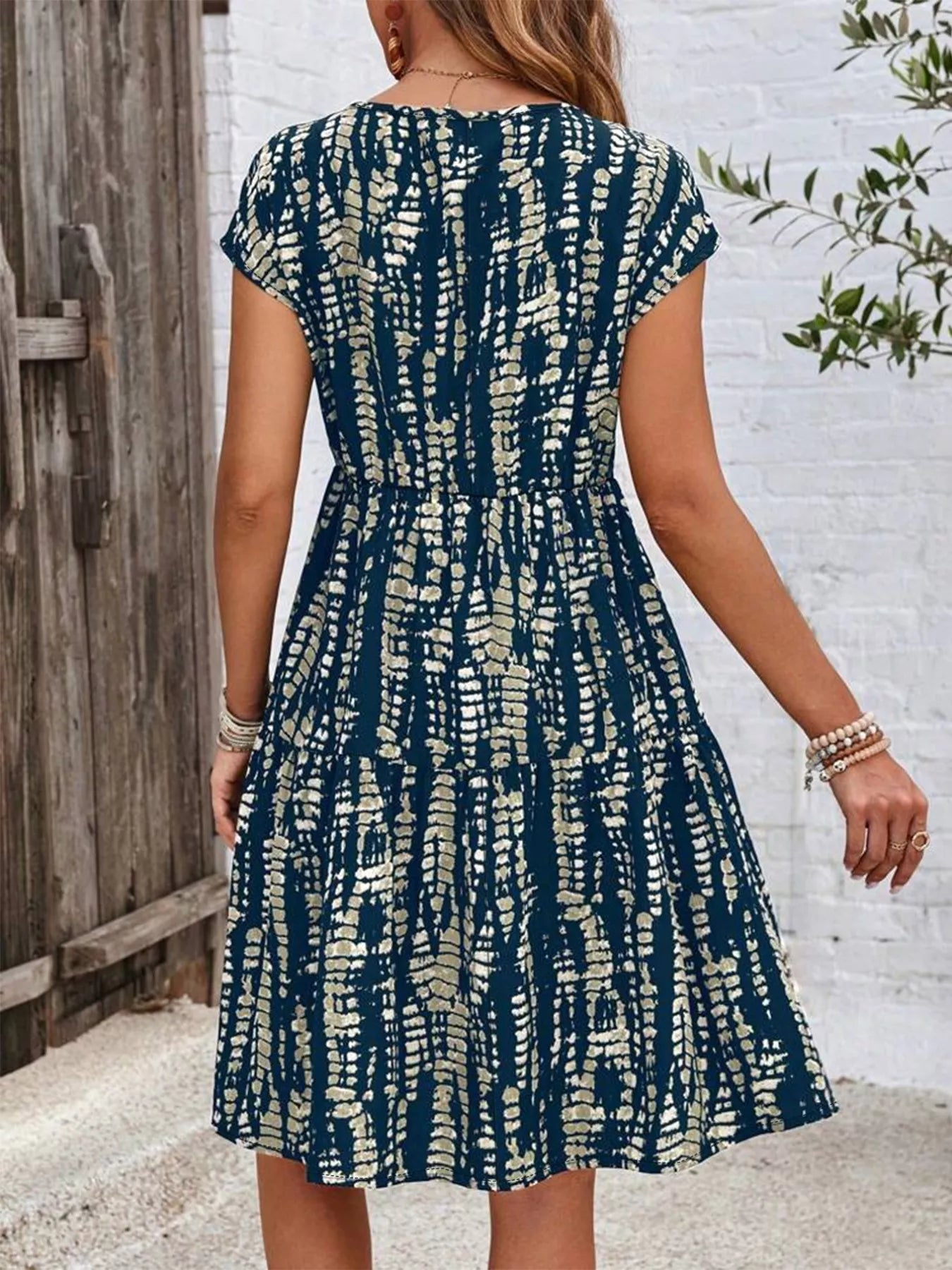 Hazel Blues® | Printed Long Sleeve Ruffle Hem Mini Dress