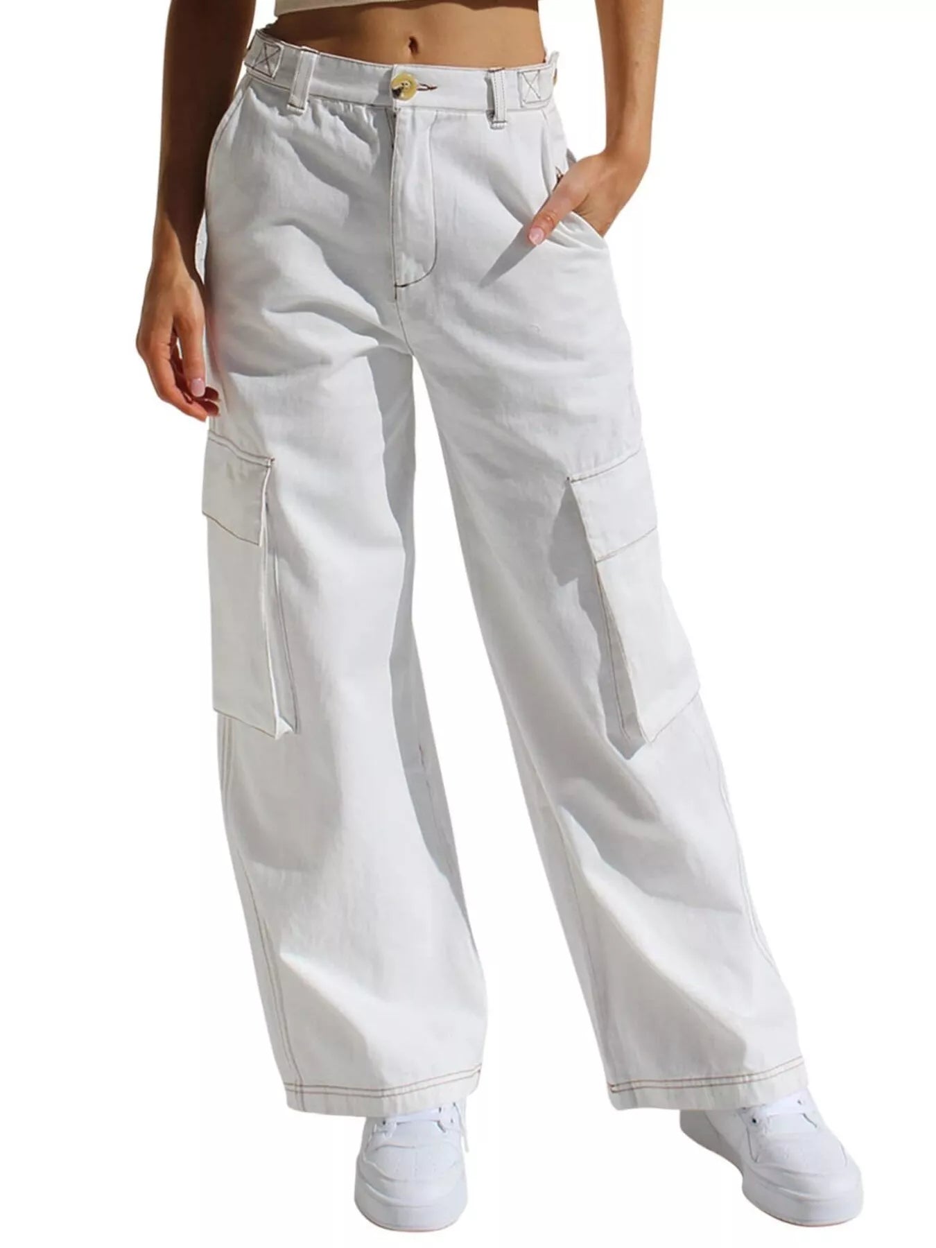 Hazel Blues® |  High-Waisted Wide Leg Cargo Jeans
