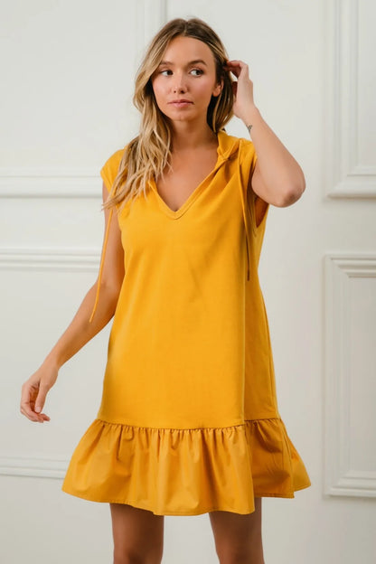 Hazel Blues® |  BiBi Ruffled French Terry Hooded Dress