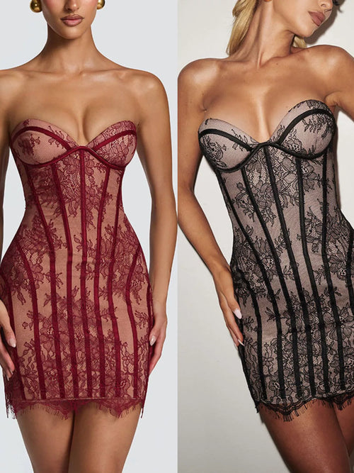 Hazel Blues® |  Lace Detail Tube Mini Dress