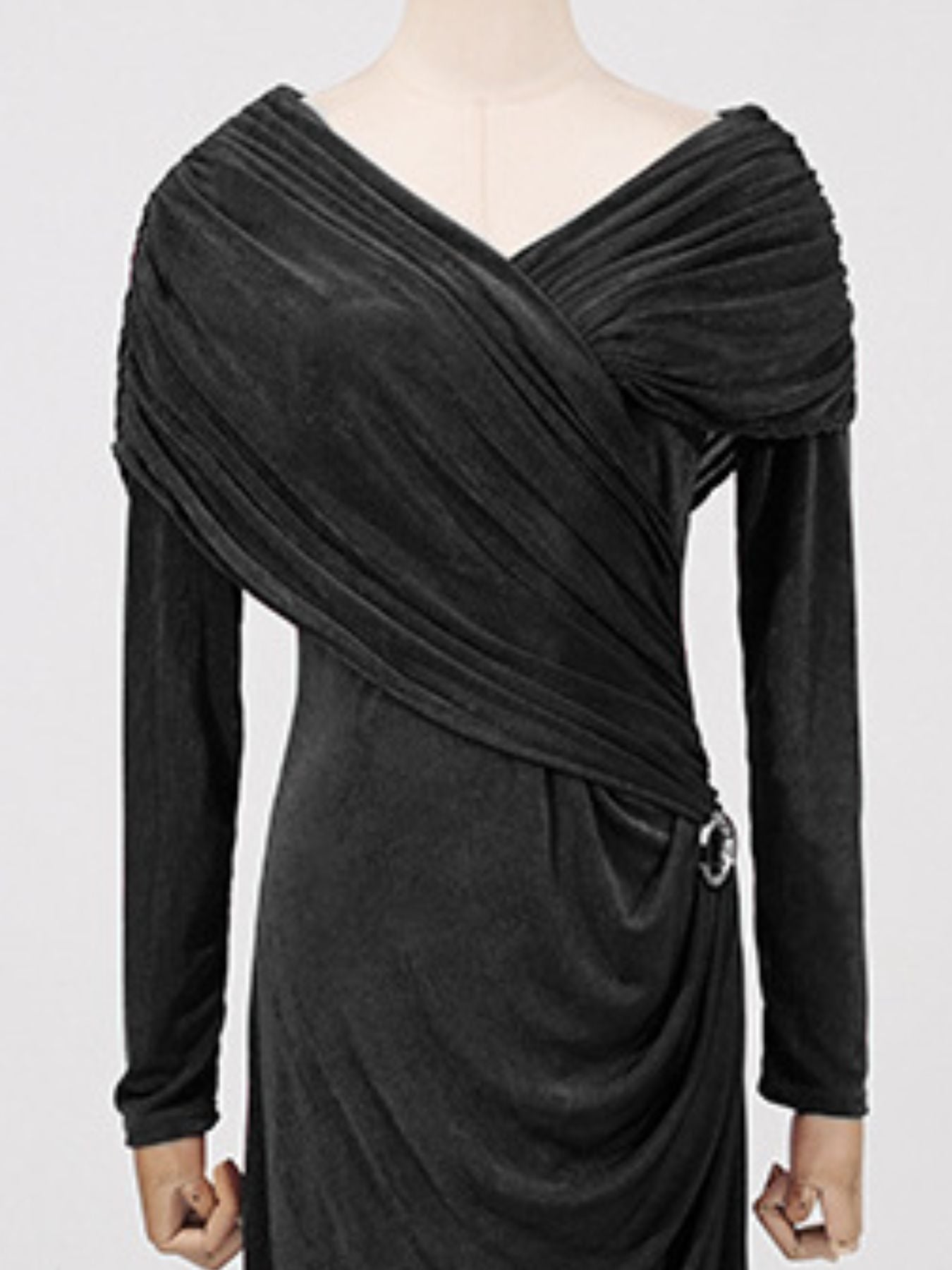Hazel Blues® |  Ruched Draped Long Sleeve Maxi Dress