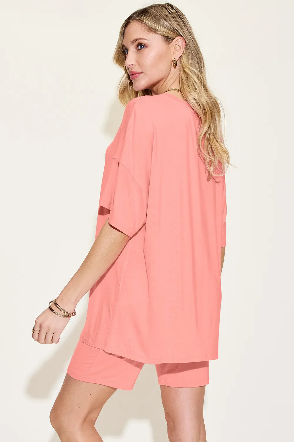 Hazel Blues® |  Basic Bae Bamboo V-Neck Drop Shoulder T-Shirt and Shorts Set