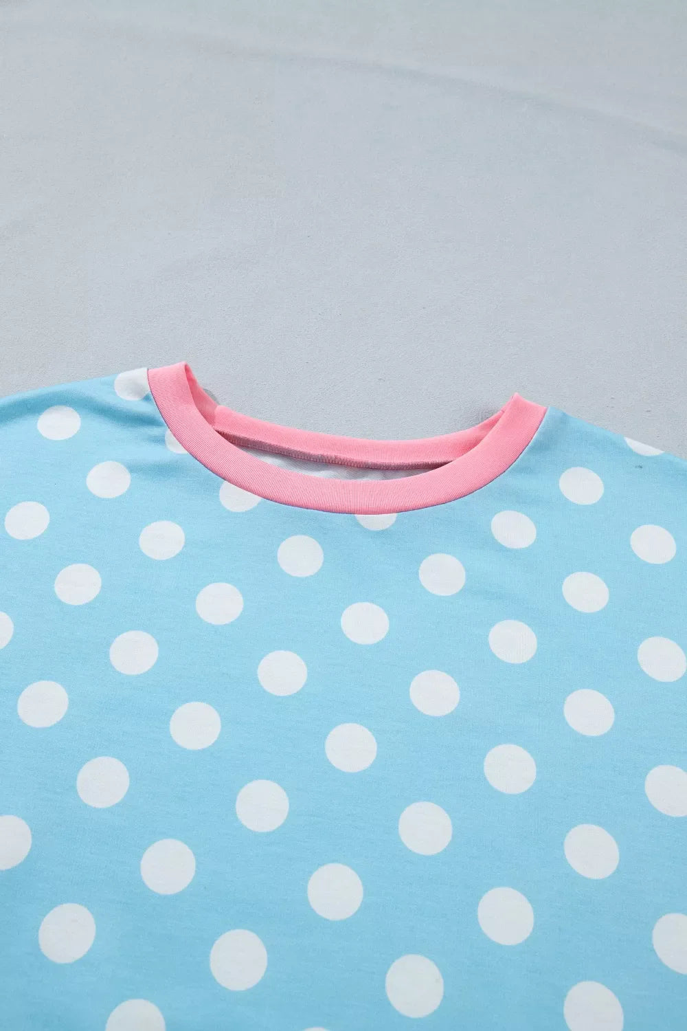Hazel Blues® |  Polka Dot Contrast Trim Top and Drawstring Shorts Set