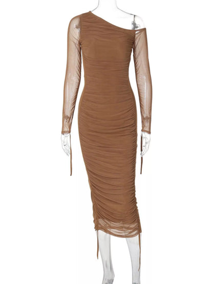 Hazel Blues® |  One-Shoulder Ruched Bodycon Midi Dress