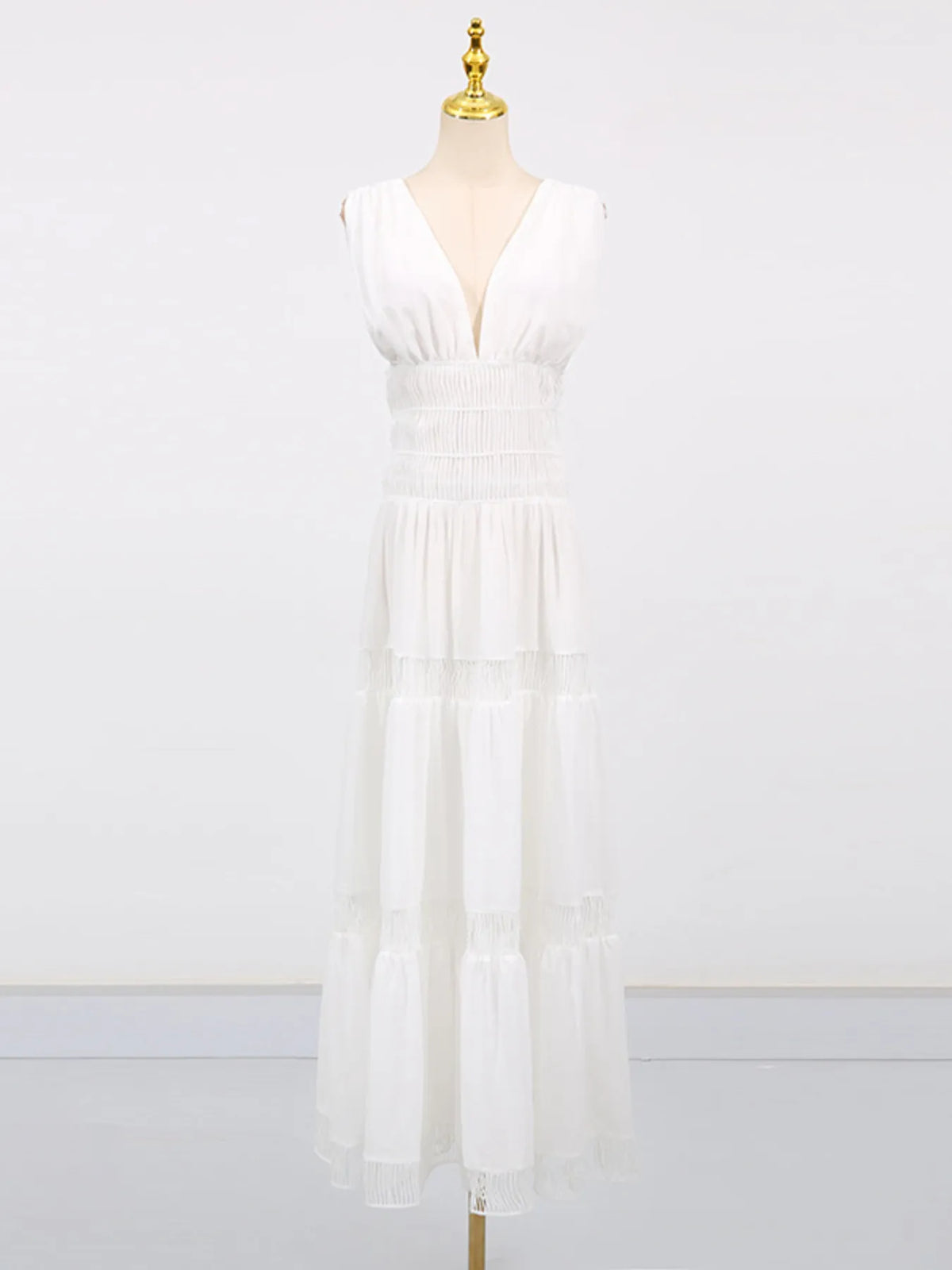 Hazel Blues® |  Tiered V-Neck Sleeveless Maxi Dress