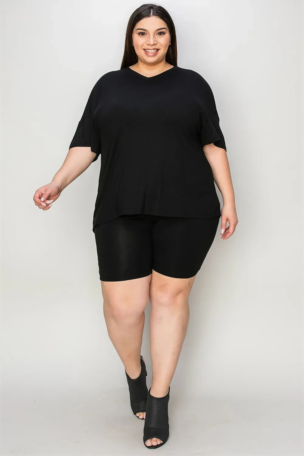 Hazel Blues® |  Basic Bae Bamboo V-Neck Drop Shoulder T-Shirt and Shorts Set