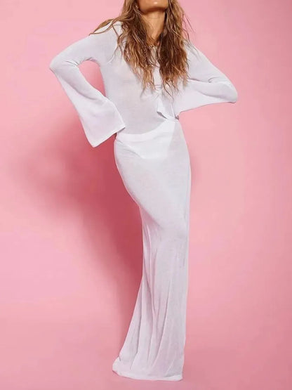 Hazel Blues® | Backless Long Sleeve Maxi Cover-Up