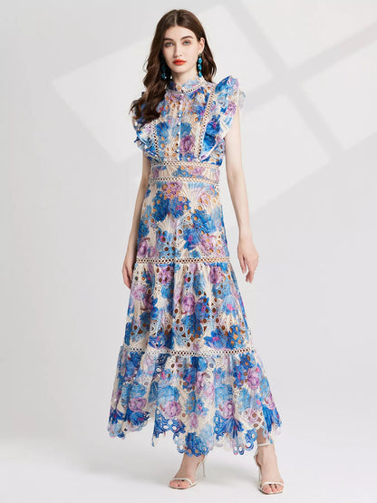 Hazel Blues® |  Floral Lace Detail Maxi Dress