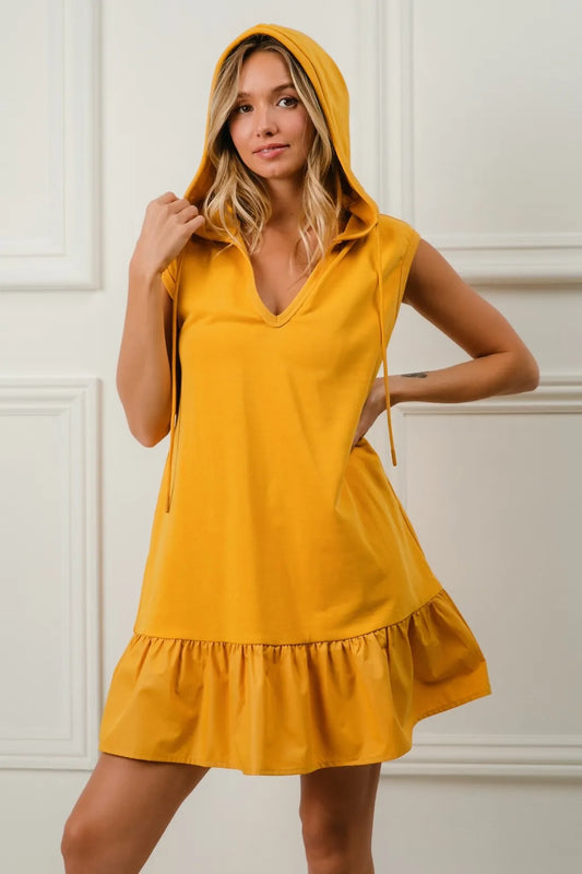 Hazel Blues® |  BiBi Ruffled French Terry Hooded Dress