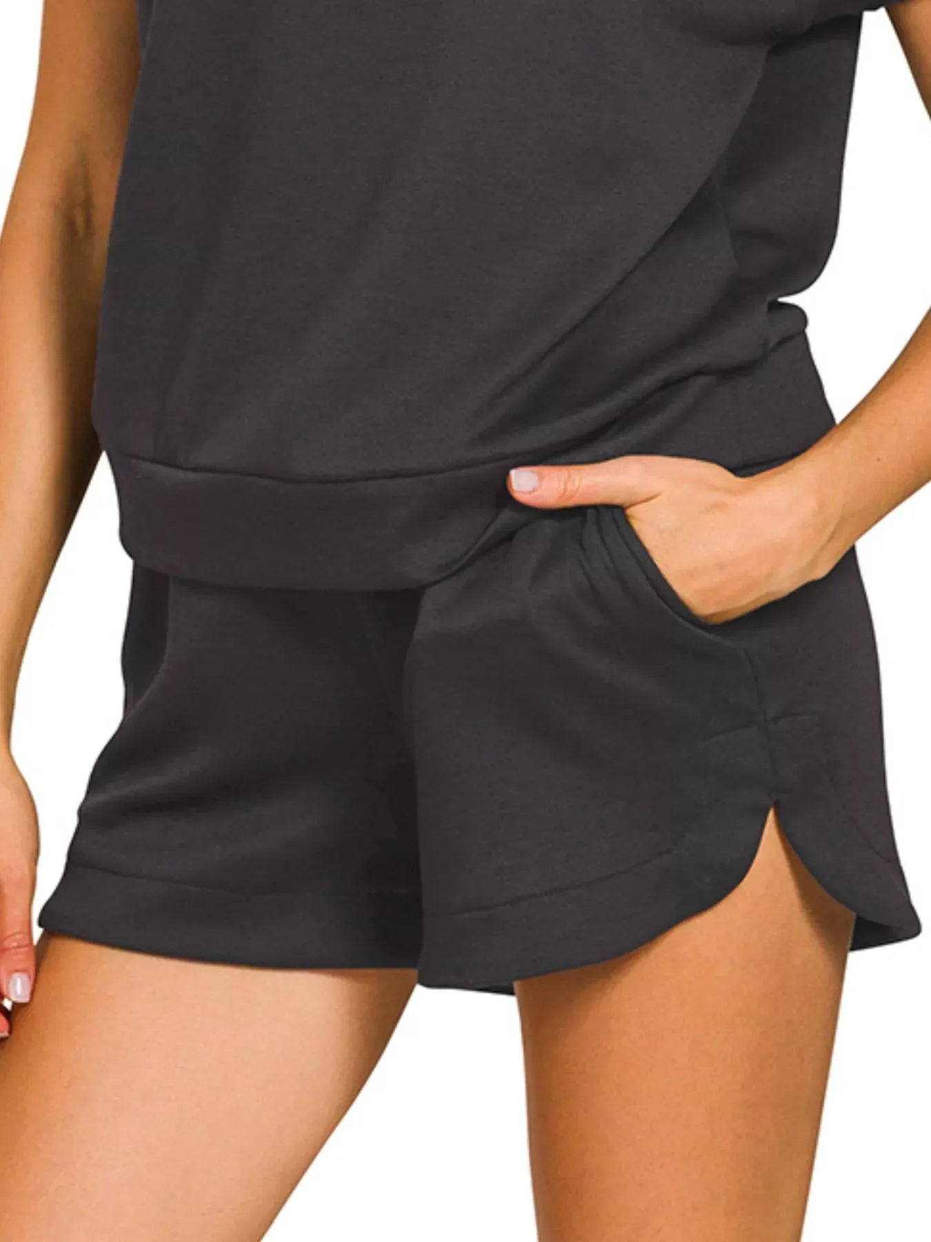 Hazel Blues® |  Zenana Scuba High Neck Half Zip Top and Dolphin Shorts Set
