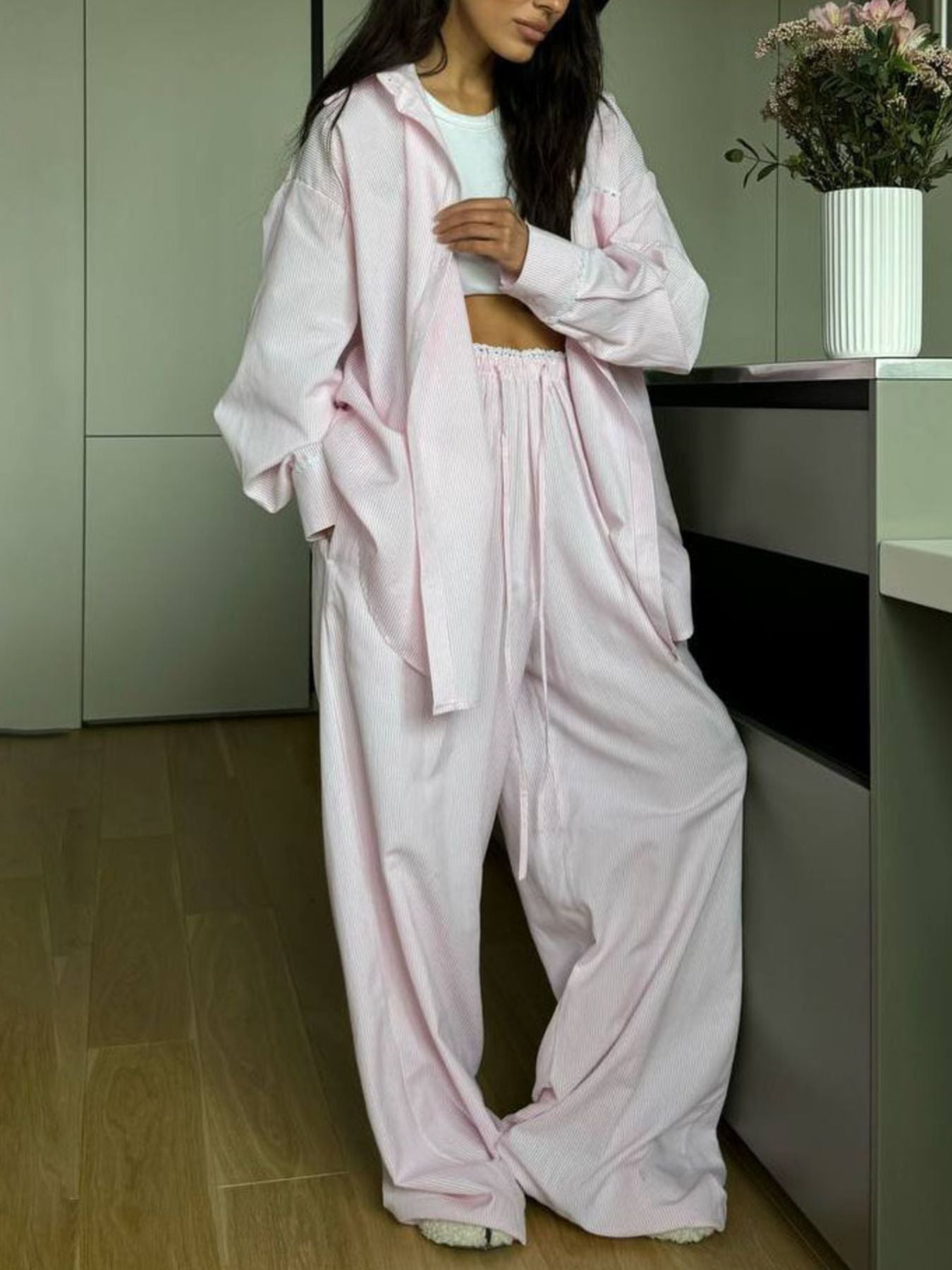 Hazel Blues® |  Relaxed Fit Long Sleeve Shirt and Pants Set