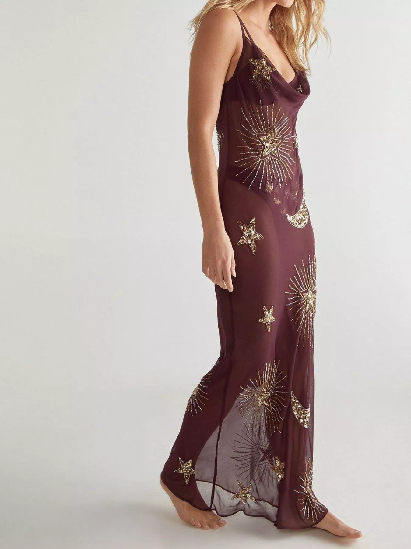 Hazel Blues® |  Sequin Backless Maxi Cover Up Dress