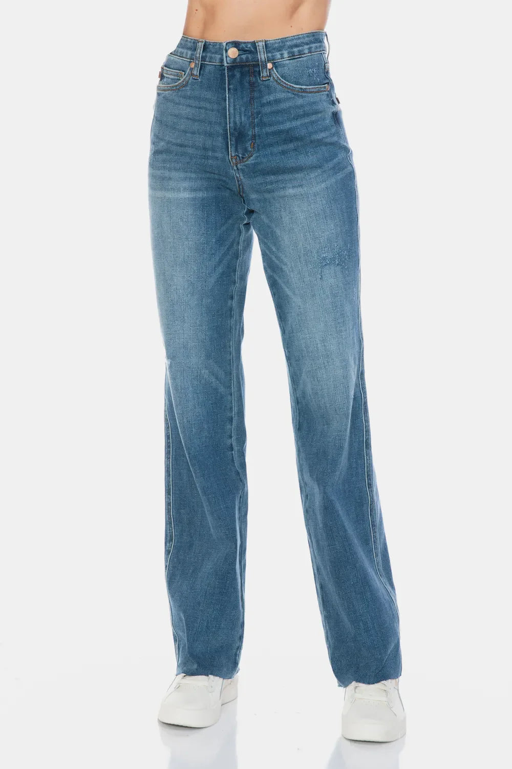 Hazel Blues® |  Judy Blue Tummy Control Cut Raw Hem Straight Jeans