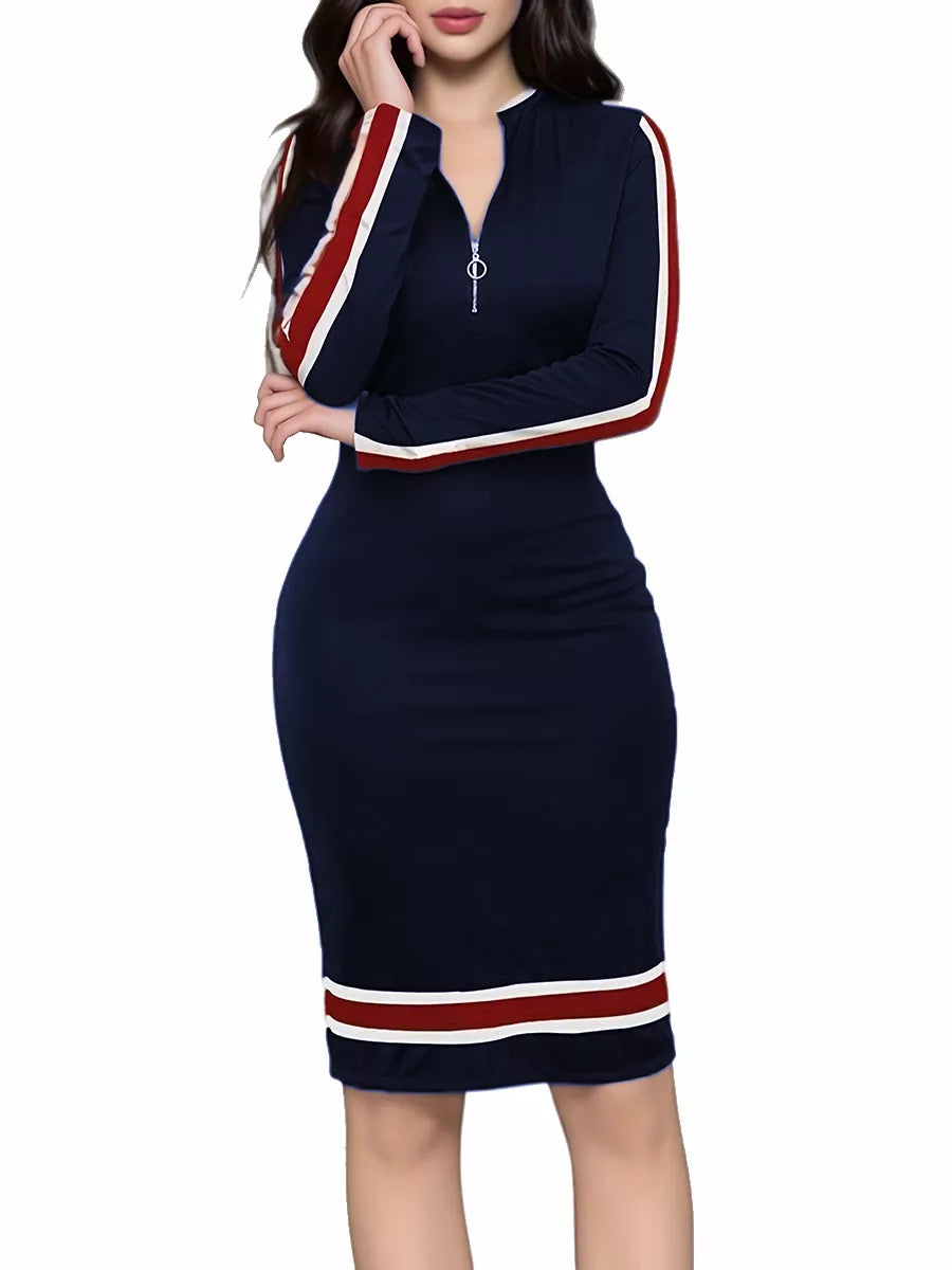 Hazel Blues® |  Striped Bodycon Long Sleeve Dress