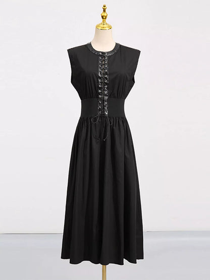 Hazel Blues® |  Lace-Up Corset Sleeveless Midi Dress