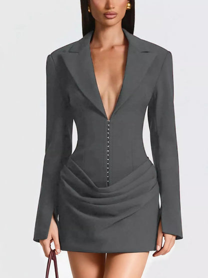 Hazel Blues® | Blazer-Style Long Sleeve Mini Dress