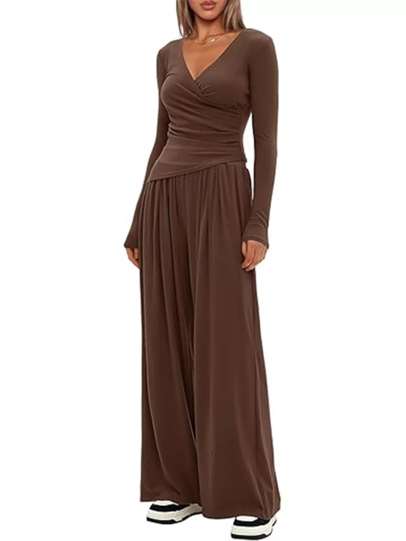Hazel Blues® |  Casual Long Sleeve Top and Wide Leg Pants Set