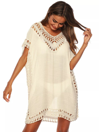 Hazel Blues® | Crochet Trim V-Neck Cover-Up Dress
