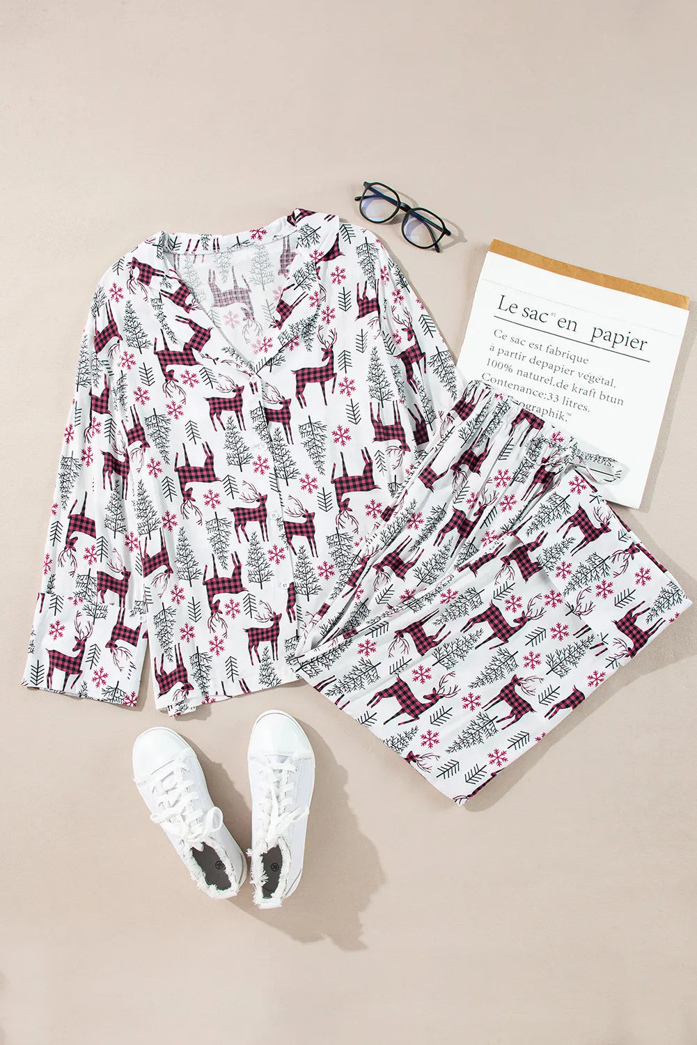 Hazel Blues® |  Printed Long Sleeve Top and Drawstring Pants Lounge Set