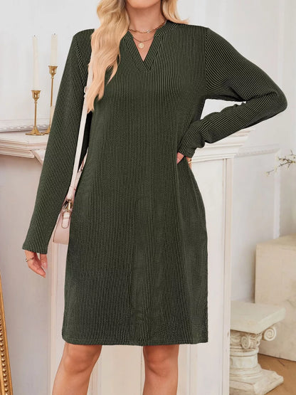 Hazel Blues® |  Casual Ribbed Knit Long Sleeve Dress