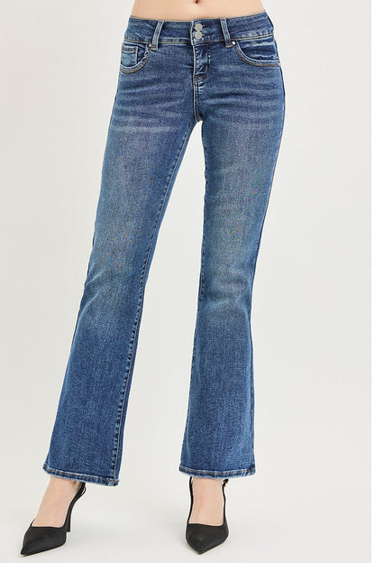 Hazel Blues® |  RISEN Tummy Control Low Rise Bootcut Jeans