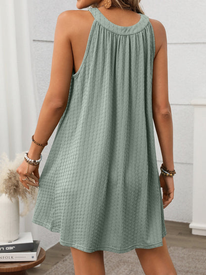 Hazel Blues® |  Textured Grecian Neck Mini Dress