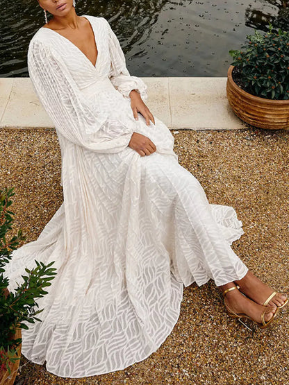 Hazel Blues® |  V-Neck Long Sleeve Maxi Dress