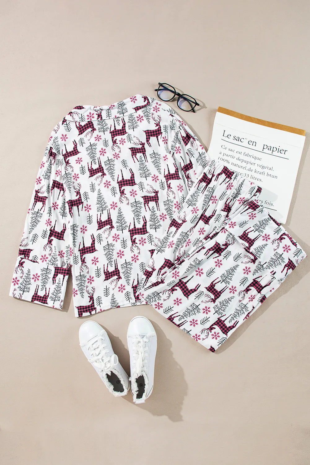 Hazel Blues® |  Printed Long Sleeve Top and Drawstring Pants Lounge Set