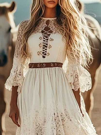 Hazel Blues® |  Lace Trimmed High-Low Dress